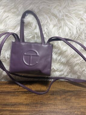 Telfar Purple Mini Shopping Bag with Embossed Logo
